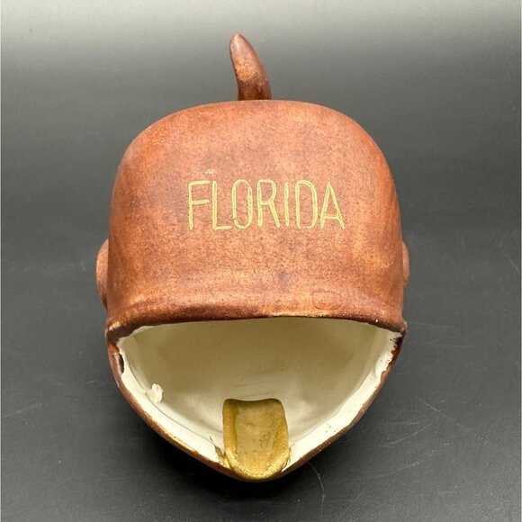 Vintage Ashtray Whale Trinket Dish Florida Souvenir Brown Gold Fish Kitschy - Picture 3 of 10